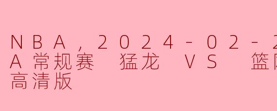 NBA，2024-02-23 NBA常规赛 猛龙 VS 篮网，正赛，高清版
